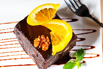 Image showing chocolate and walnuts cake