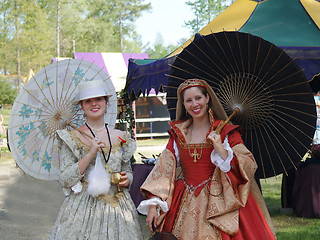 Image showing Women with umbrellas