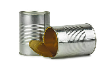 Image showing Full and empty tin cans