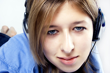 Image showing Young girl in headphones   