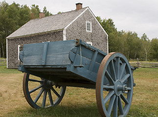 Image showing Blue Wooden  Cart