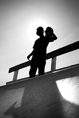 Image showing Skateboarding Teen Silhouette