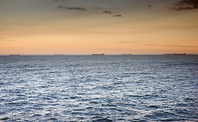 Image showing ocean waves at sunset