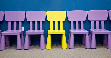 Image showing Row of children's chairs