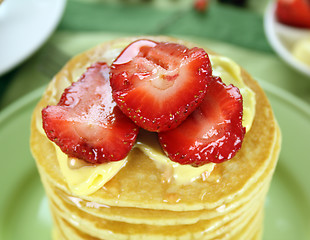 Image showing Strawberries On Pancakes