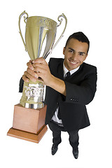 Image showing Business man with trophy