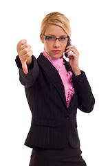 Image showing Business woman gesturing thumbs down