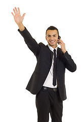 Image showing Business man on mobile phone
