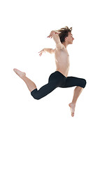 Image showing ballet dancer practicing high jumps
