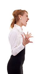 Image showing  woman screaming to a side
