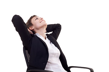 Image showing business woman dreaming