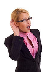 Image showing Business woman listening