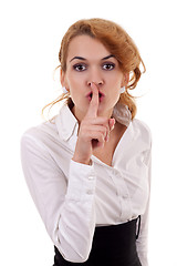 Image showing woman making silence sign