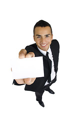 Image showing business card in the hand of business man