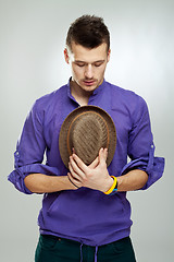 Image showing handsome caucasian man praying