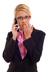 Image showing A business woman worries