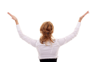 Image showing woman with her hands in the air 