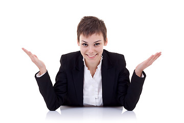 Image showing woman behind the desk