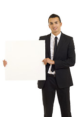 Image showing Young man with white board
