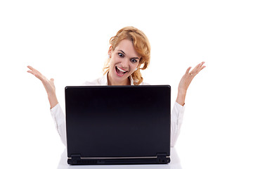 Image showing woman surfing  on the internet 