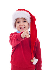 Image showing boy Santa pointing