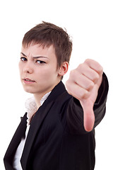 Image showing business woman gesturing thumbs down