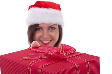 Image showing giving a  big Christmas present 