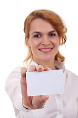 Image showing woman showing a card