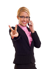 Image showing business woman with victory gesture