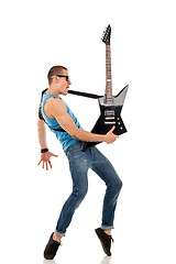 Image showing Rock star with a guitar