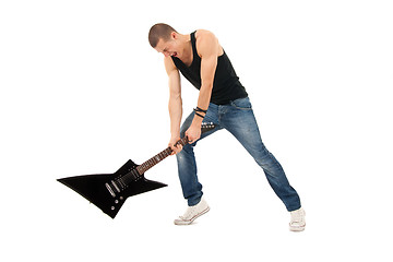 Image showing trying to break a guitar