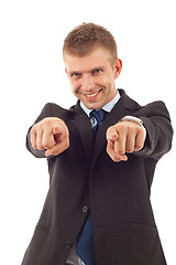 Image showing  business man pointing to the camera 