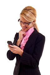 Image showing Young business woman calling 