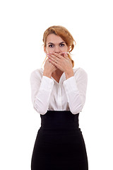 Image showing woman in the Speak No Evil pose 