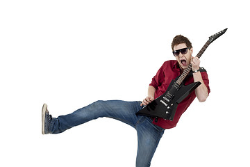 Image showing Rock star with guitar