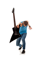 Image showing rock star holding an electric guitar