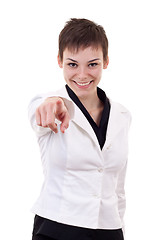 Image showing business woman pointing her finger 