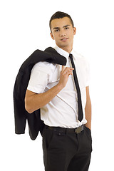 Image showing business man holding his jacket over his shoulder. 