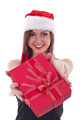 Image showing  Girl gives gifts.