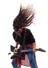 Image showing headbanging guitarist