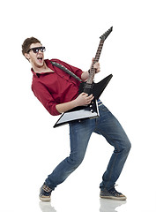 Image showing Rock star with a guitar