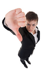 Image showing woman gesturing thumbs down