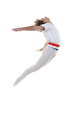 Image showing dancer jumping over white background 