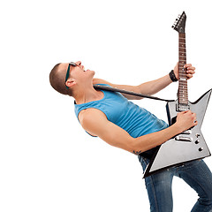 Image showing  passionate guitarist