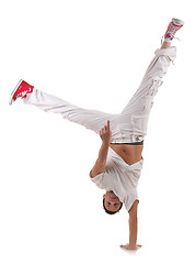 Image showing  dancer standing on one hand