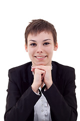 Image showing Thinking attractive young business woman