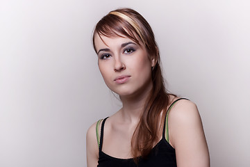 Image showing brunette girl in black shirt