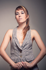 Image showing attractive brunette girl in vest