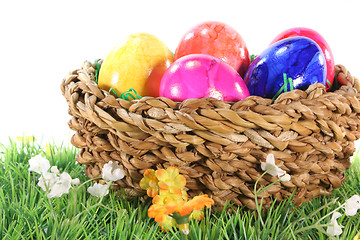 Image showing basket with Easter eggs