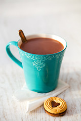 Image showing Hot chocolate and biscuit